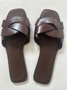 H&M NWOT Brown Braided Slide Sandals Size 10